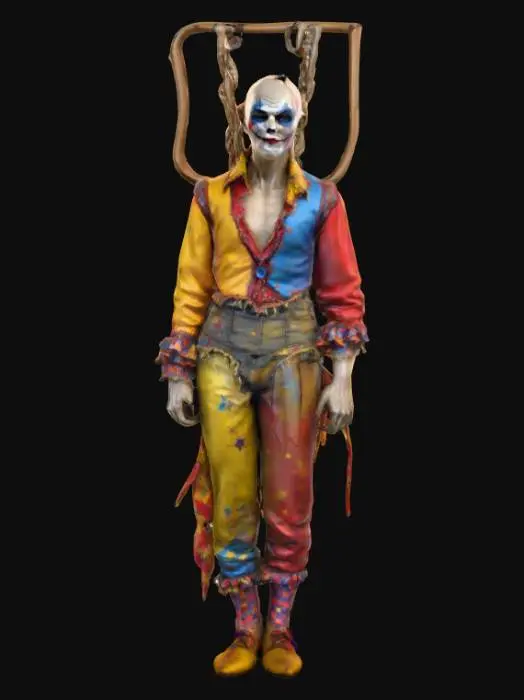 3D model for #Halloween2025#, Creepy carnival acrobat. Ultra detailed. Realistic features. Ultra high quality realistic textures.