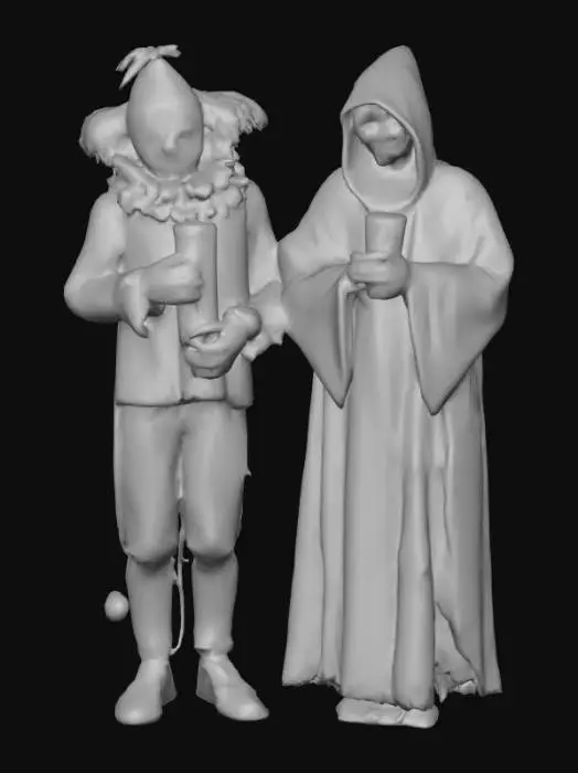 3D model for #Halloween2025#, Abandoned carnival performers. Ultra detailed. Realistic features. Ultra high quality realistic textures.