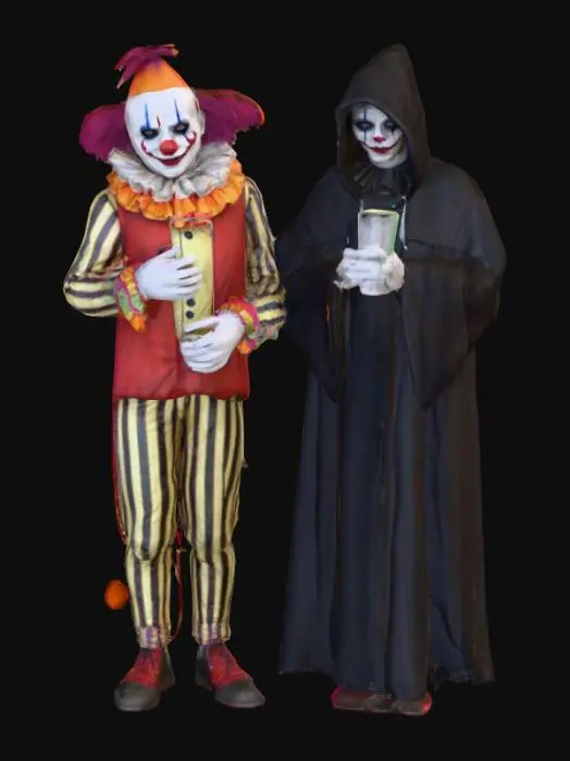 3D model for #Halloween2025#, Abandoned carnival performers. Ultra detailed. Realistic features. Ultra high quality realistic textures.