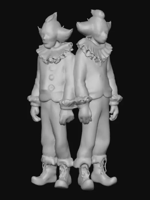 3D model for #Halloween2025#, Abandoned carnival performers. Ultra detailed. Realistic features. Ultra high quality realistic textures.