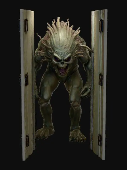 3D model for #Halloween2025#, Monster in the closet. Highly detailed. Ultra realistic textures. Solid infill.