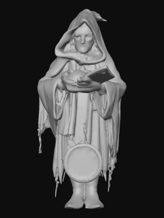 3D model for #Halloween2025#, Creepy fortune teller. Full body. Ultra detailed. Ultra high realistic textures. Solid infill.