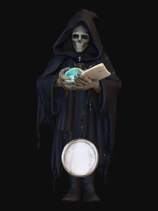 3D model for #Halloween2025#, Creepy fortune teller. Full body. Ultra detailed. Ultra high realistic textures. Solid infill.
