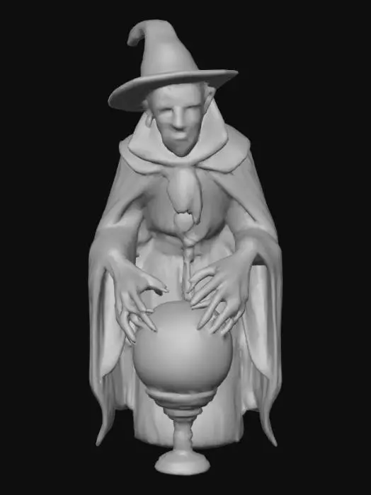 3D model for #Halloween2025#, Creepy fortune teller. Ultra detailed. Ultra high realistic textures. Solid infill.