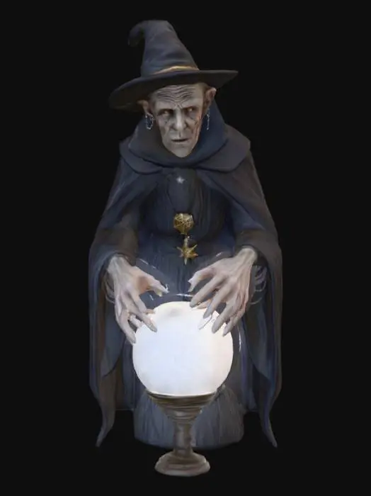3D model for #Halloween2025#, Creepy fortune teller. Ultra detailed. Ultra high realistic textures. Solid infill.