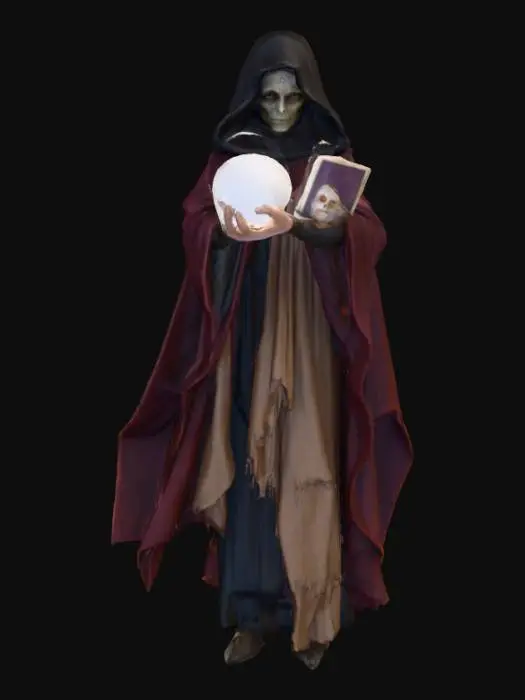 3D model for #Halloween2025#, Creepy fortune teller. Ultra detailed. Ultra high realistic textures. Solid infill.