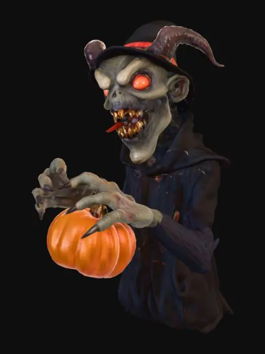 3D model for #Halloween2025#, Ultra detailed monster trick or treating as a different monster. Ultra realistic. Ultra high quality textures. Solid infill.