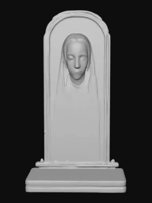3D model for #Halloween2025#, Ultra detailed realistic depiction of Bloody Mary in the mirror. Ultra high quality textures. Solid infill.