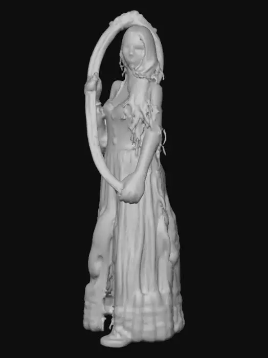 3D model for #Halloween2025#, Ultra detailed realistic depiction of Bloody Mary in the mirror. Ultra high quality textures. Solid infill.