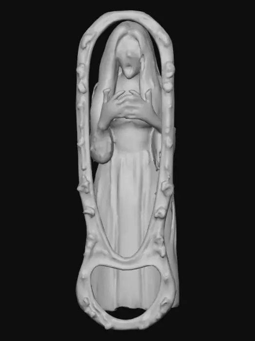 3D model for #Halloween2025#, Ultra detailed realistic depiction of Bloody Mary in the mirror. Ultra high quality textures. Solid infill.