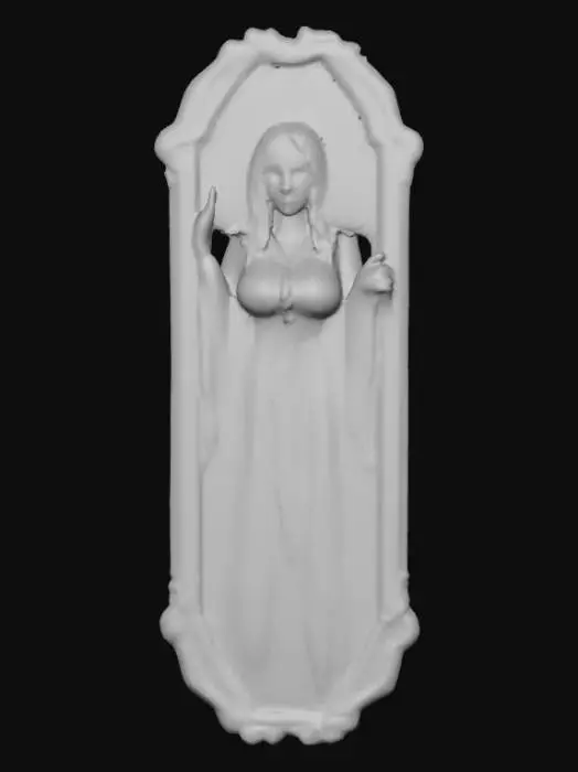 3D model for #Halloween2025#, Ultra detailed realistic depiction of Bloody Mary coming from a mirror. Ultra high quality textures. Solid infill.