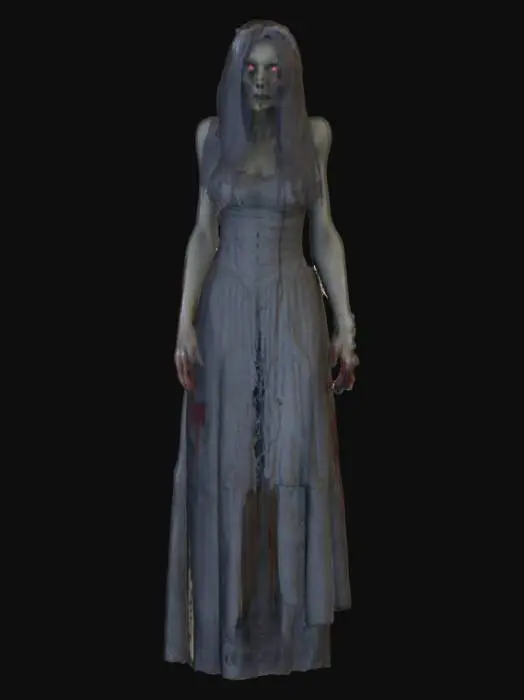 3D model for #Halloween2025#, Ultra detailed realistic depiction of Bloody Mary coming from a mirror. Ultra high quality textures. Solid infill.
