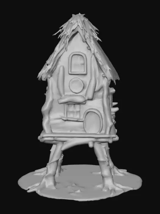 3D model for #Halloween2025#, Ultra detailed realistic depiction of a Baba Yaga. Ultra high quality textures. Solid infill.