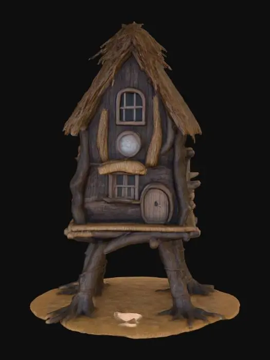 3D model for #Halloween2025#, Ultra detailed realistic depiction of a Baba Yaga. Ultra high quality textures. Solid infill.