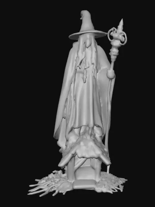 3D model for #Halloween2025#, Ultra detailed realistic depiction of a Baba Yaga. Ultra high quality textures. Solid infill.