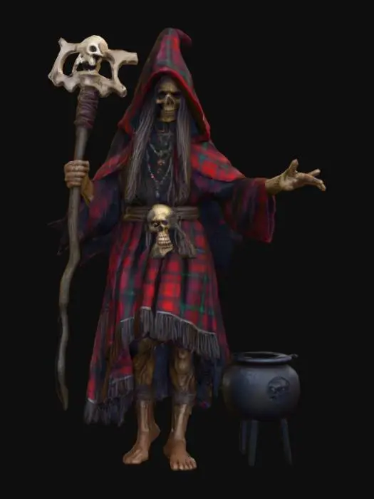 3D model for #Halloween2025#, Ultra detailed realistic depiction of a Baba Yaga. Ultra high quality textures. Solid infill.