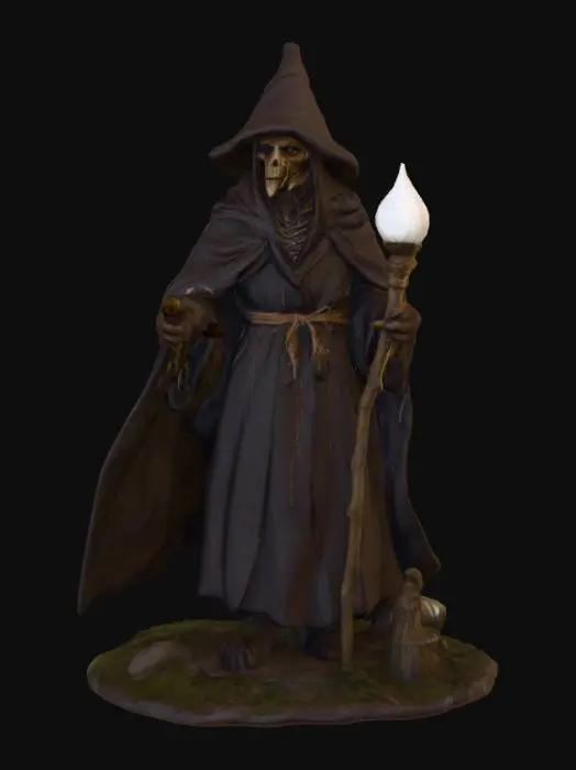 3D model for #Halloween2025#, Ultra detailed realistic depiction of a Baba Yaga. Ultra high quality textures. Solid infill.