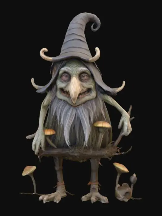3D model for #Halloween2025#, Ultra detailed realistic depiction of a Baba Yaga. Ultra high quality textures. Solid infill.