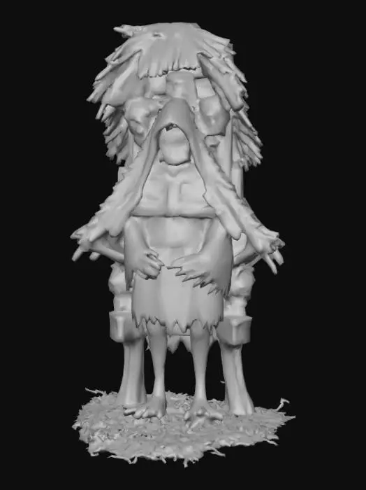 3D model for #Halloween2025#, Ultra detailed realistic depiction of a Baba Yaga. Ultra high quality textures. Solid infill.