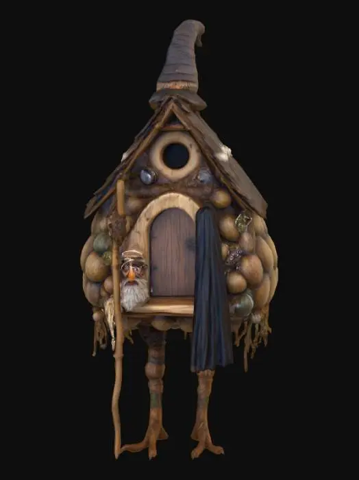 3D model for #Halloween2025#, Ultra detailed realistic depiction of a Baba Yaga. Ultra high quality textures. Solid infill.