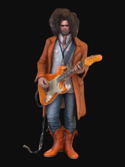 3D model for Ultra detailed highly realistic blues singer. Realistic hair, face, hands, feet, clothes. Realistic ultra high quality textures. Solid infill.