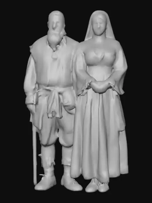 3D model for #Thanksgiving#, Highly realistic persons who would have been present at the first Thanksgiving. Ultra detailed. Realistic period appropriate clothing. Realistic face, hands, hair. Ultra high quality textures. Solid infill.