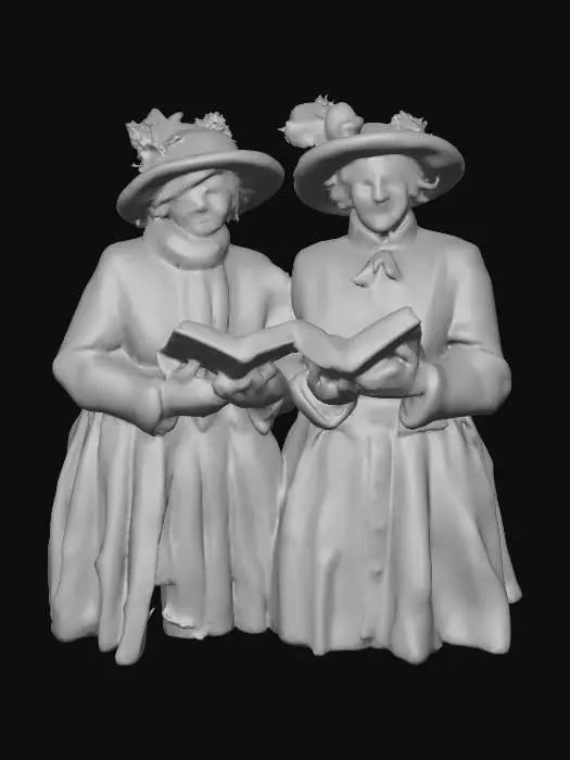 3D model for #Christmas2025#, Ultra realistic, highly detailed Victorian era Christmas carolers. Era appropriate clothing. Detailed faces, hands. Realistic clothing details. Ultra high quality textures. Solid infill.