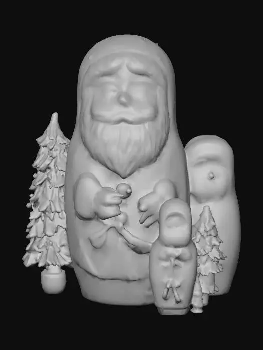 3D model for #Christmas2025#, Highly realistic Christmas themed nesting dolls. Ultra high quality detailed textures. Solid infill.