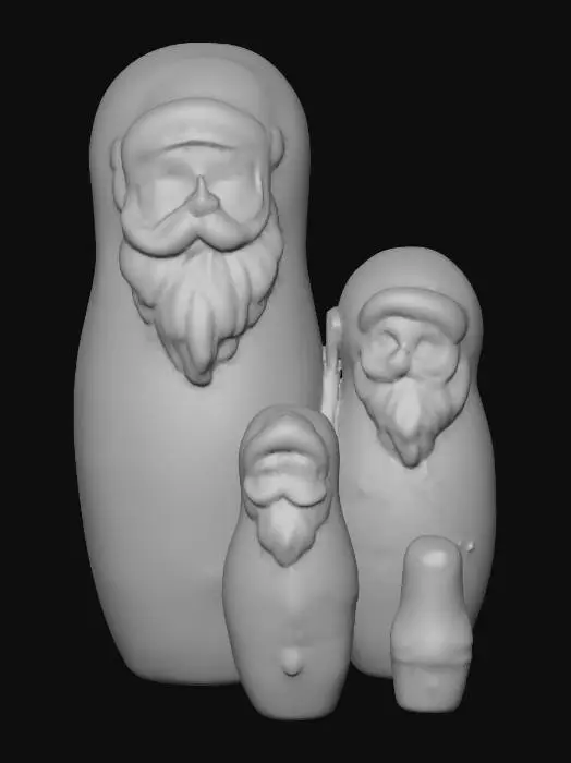3D model for #Christmas2025#, Highly realistic Christmas themed nesting dolls. Ultra high quality detailed textures. Solid infill.