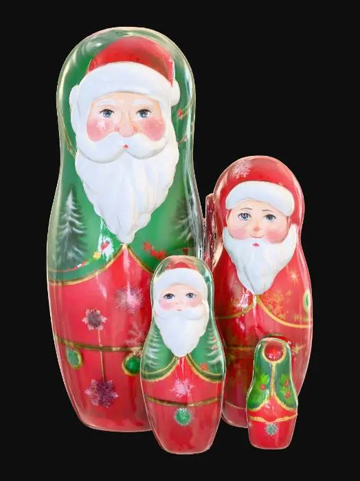 3D model for #Christmas2025#, Highly realistic Christmas themed nesting dolls. Ultra high quality detailed textures. Solid infill.