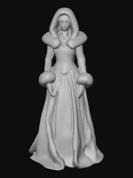 3D model for #Christmas2025#, Highly realistic beautiful Victorian era Mrs. Claus. Era appropriate. Should have a highly detailed face and elegant detailed hands. Ultra high quality detailed textures. Solid infill.