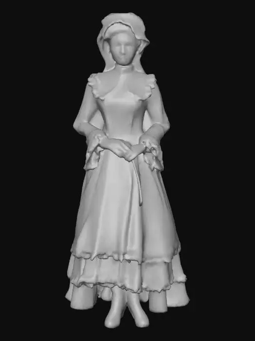 3D model for #Christmas2025#, Highly realistic beautiful Victorian era Mrs. Claus. Era appropriate. Should have a highly detailed face and elegant detailed hands. Ultra high quality detailed textures. Solid infill.