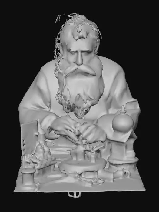 3D model for #Christmas2025#, An old toymaker working on Christmas toys. Ultra highly detailed on all parts. Ultra high quality detailed textures. Solid infill.