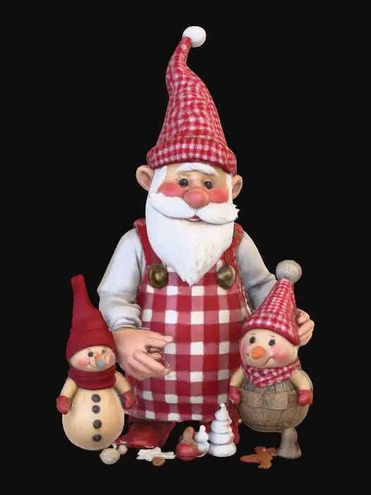 3D model for #Christmas2025#, An old toymaker working on Christmas toys. Ultra highly detailed on all parts. Ultra high quality detailed textures. Solid infill.