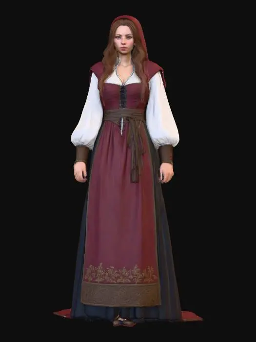 3D model for Highly realistic medieval bar maiden OR barkeep. Highly detailed on all. Period appropriate clothing. Ultra high quality realistic textures on all. Solid infill.