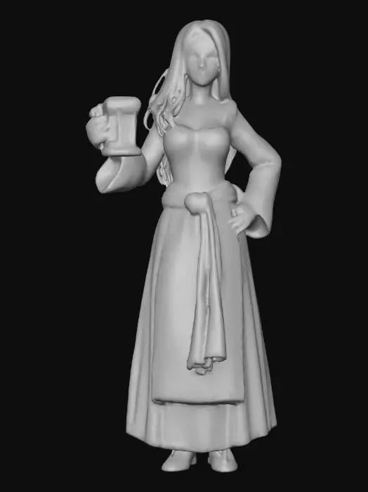 3D model for Highly realistic medieval bar maiden OR barkeep. Highly detailed on all. Period appropriate clothing. Ultra high quality realistic textures on all. Solid infill.