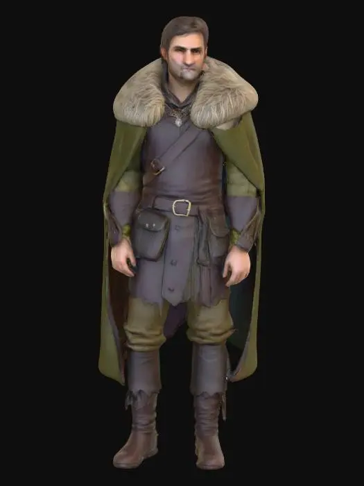 3D model for Highly realistic original fantasy character of Sherwood Forest. Highly detailed on all. Period appropriate clothing. Ultra high quality realistic textures on all. Solid infill.