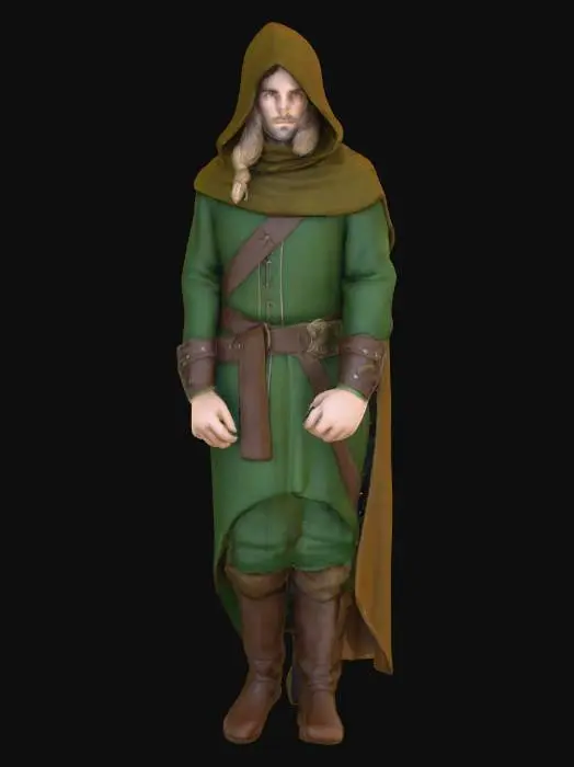 3D model for Highly realistic original fantasy character of Sherwood Forest. Highly detailed on all. Period appropriate clothing. Ultra high quality realistic textures on all. Solid infill.