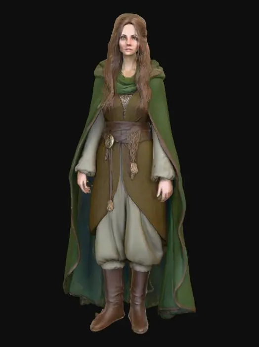 3D model for Highly realistic original fantasy maiden  of Sherwood Forest. Highly detailed on all. Period appropriate clothing. Ultra high quality realistic textures on all. Solid infill.