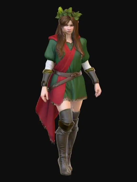 3D model for Highly realistic original fantasy maiden  of Sherwood Forest. Highly detailed on all. Period appropriate clothing. Ultra high quality realistic textures on all. Solid infill.