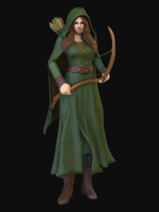 3D model for Highly realistic original fantasy maiden  of Sherwood Forest. Highly detailed on all. Period appropriate clothing. Ultra high quality realistic textures on all. Solid infill.