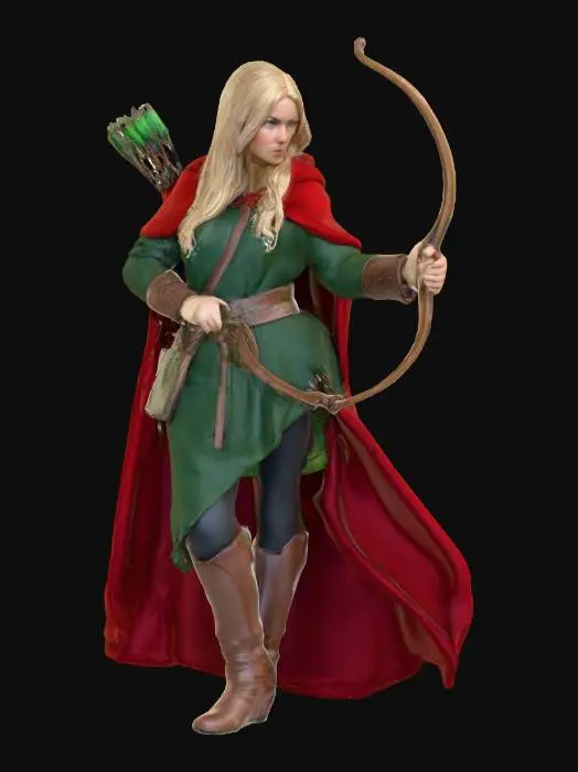 3D model for Highly realistic original fantasy maiden  of Sherwood Forest. Highly detailed on all. Period appropriate clothing. Ultra high quality realistic textures on all. Solid infill.
