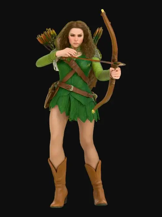 3D model for Highly realistic original fantasy maiden  of Sherwood Forest. Highly detailed on all. Period appropriate clothing. Ultra high quality realistic textures on all. Solid infill.