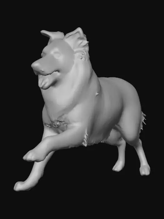 3D model for Photorealistic Australian Shepard in an action pose. Proper proportions. Highly detailed. High quality photorealistic textures. Solid infill.
