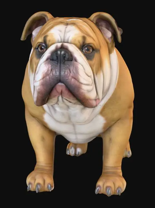 3D model for Ultra realistic ultra detail dog of a bulldog class breed. Ultra high quality realistic textures. Solid infill.