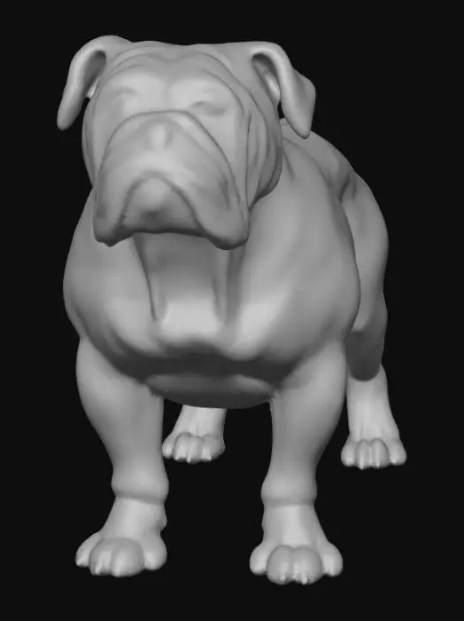 3D model for Ultra realistic ultra detail dog of a bulldog class breed. Ultra high quality realistic textures. Solid infill.