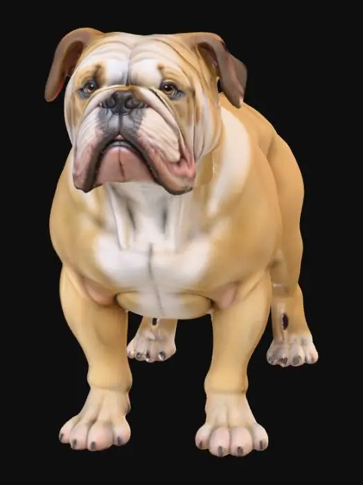 3D model for Ultra realistic ultra detail dog of a bulldog class breed. Ultra high quality realistic textures. Solid infill.