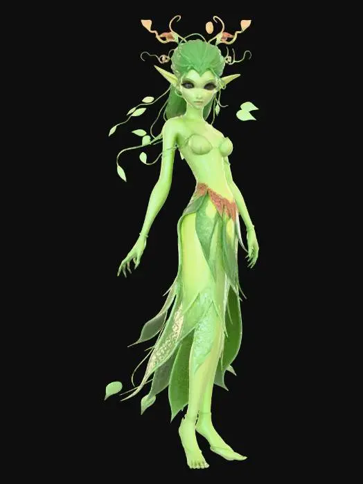 3D model for Ultra realistic humanoid hybrid elf plant fantasy character. Highly detailed. Intimate areas should be covered. Ultra high quality textures. Solid infill. Dynamic poses.
