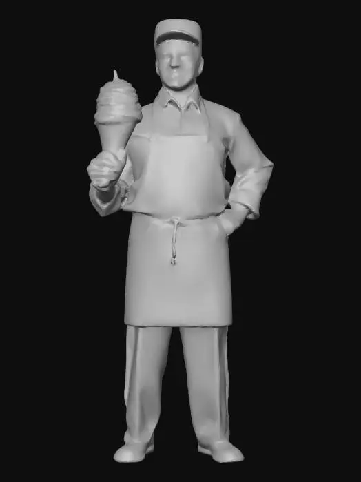 3D model for Photorealistic extremely detailed ice cream man. Highly detailed textures. Realistic clothing textures. Solid infill. Game ready.
