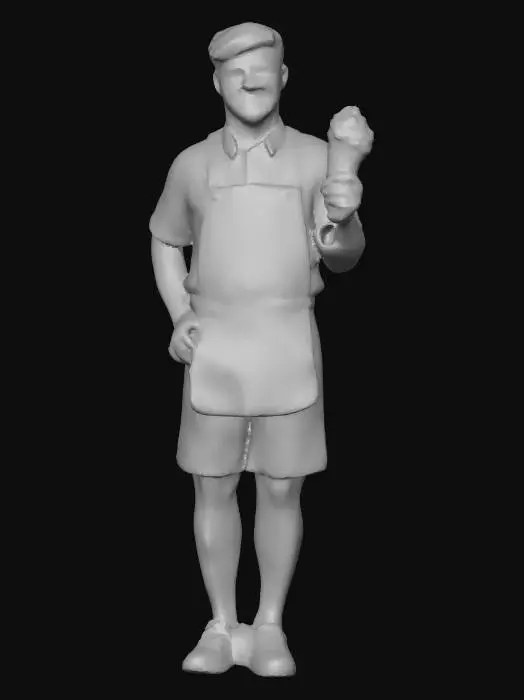 3D model for Photorealistic extremely detailed ice cream man. Highly detailed textures. Realistic clothing textures. Solid infill. Game ready.